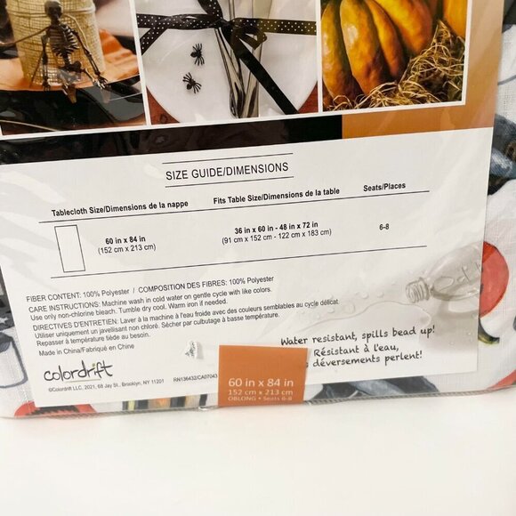 Halloween Water Resistant Tablecloth Easy Care Oblong Colordrift - Picture 7 of 16